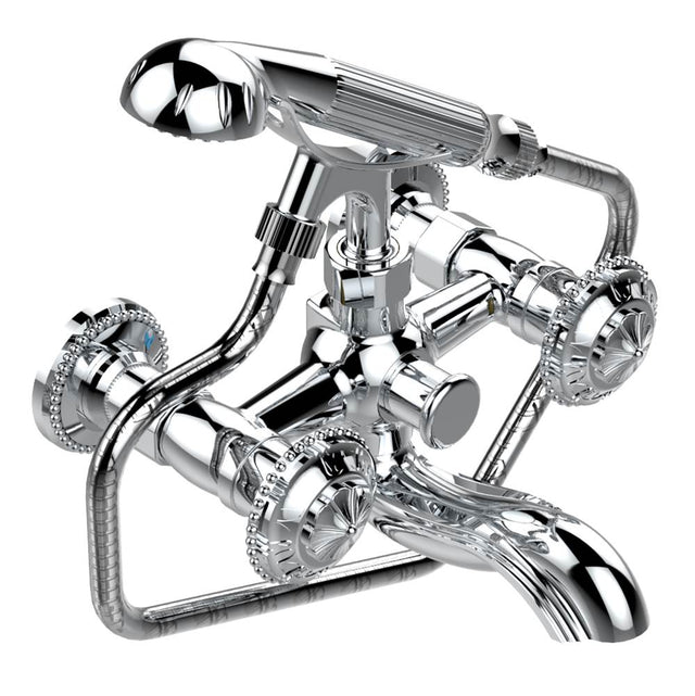 THG - Exposed tub filler with cradle handshower, wall mounted - Matt Umber PVD