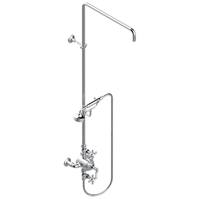 THG - Exposed thermostatic shower mixer 2 volume controls, column and handshower on cradle - 6'' centres (no showerhead) - Matt Umber PVD