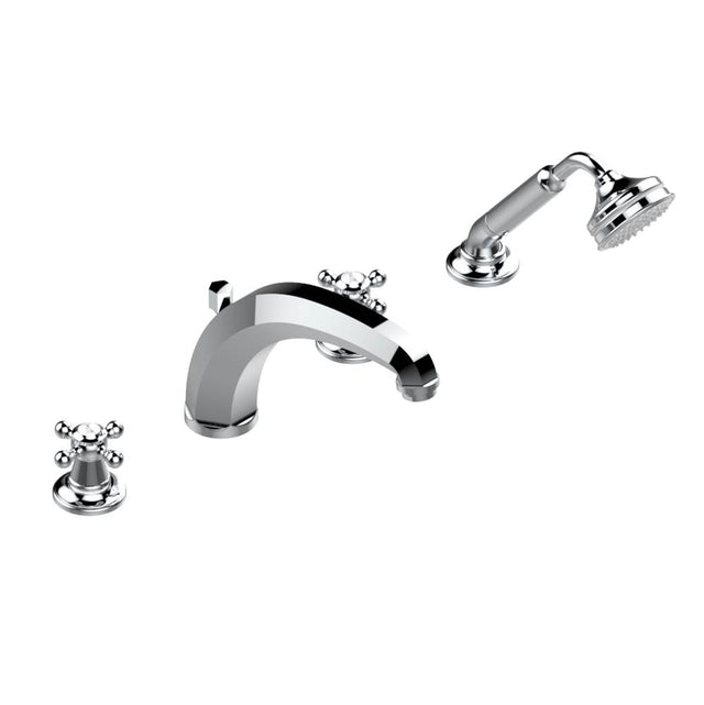 THG - Roman tub set with high divertor spout and handshower, 3/4'' valves - Matt Umber PVD