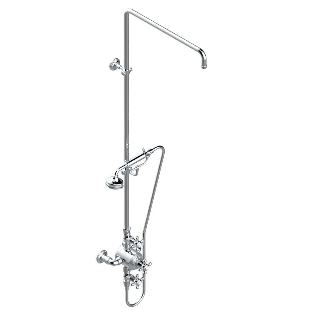 THG - Exposed thermostatic shower mixer 2 volume controls, column and handshower on cradle - 6'' centres (no showerhead) - Matt Umber PVD