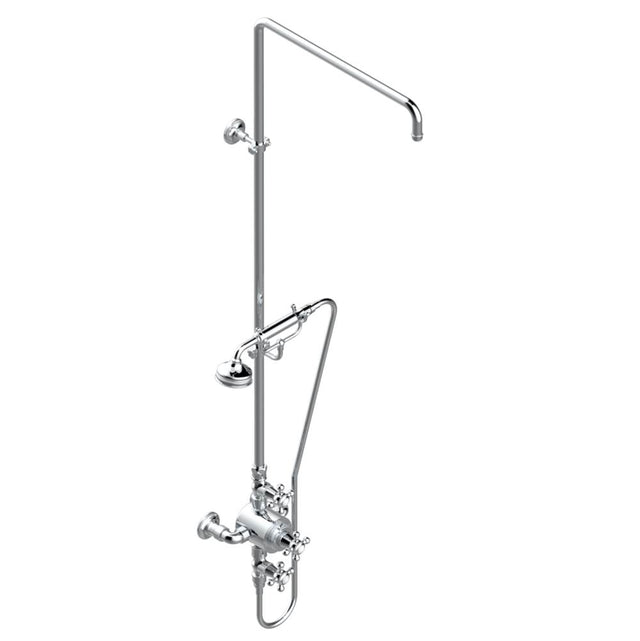 THG - Exposed thermostatic shower mixer 2 volume controls, column and handshower on cradle - 6'' centres (no showerhead) - Matt Umber PVD