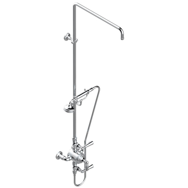 THG - Exposed thermostatic shower mixer 2 volume controls, column and handshower on cradle - 6'' centres (no showerhead) - Matt Blush PVD