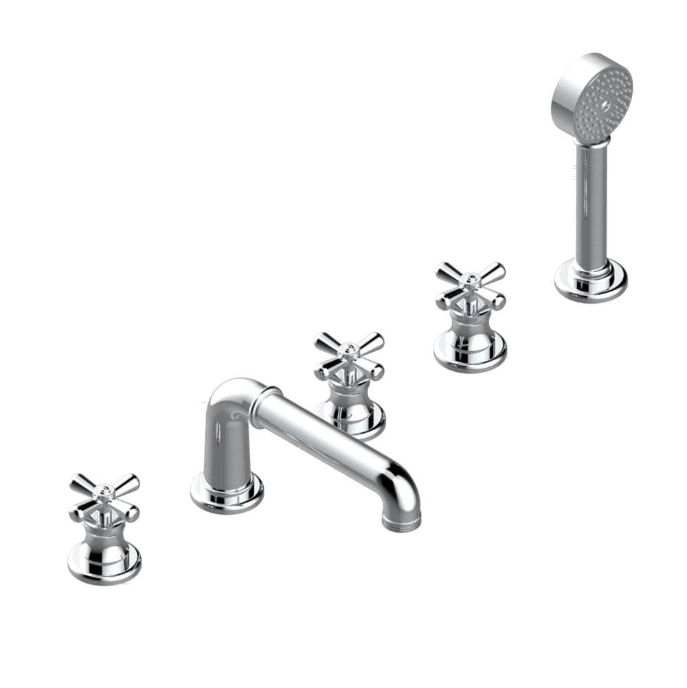 THG - Roman tub set with 2 x 3/4'' valves and rim mounted ceramic mixer with progressive cartridge and handshower - Matt Umber PVD