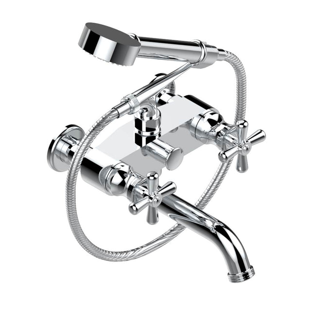 THG - Exposed tub filler with cradle handshower, wall mounted - Matt Umber PVD