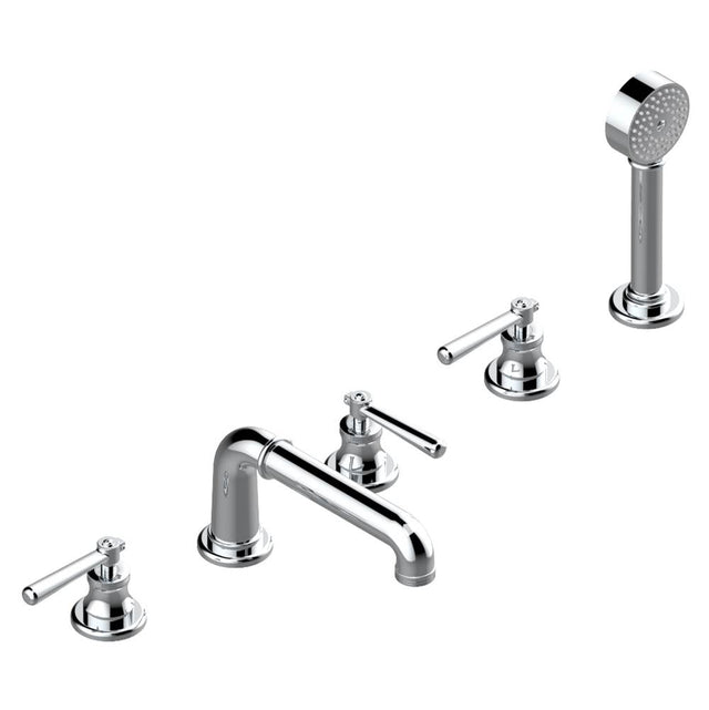 THG - Roman tub set with 2 x 3/4'' valves and rim mounted ceramic mixer with progressive cartridge and handshower - Matt Umber PVD