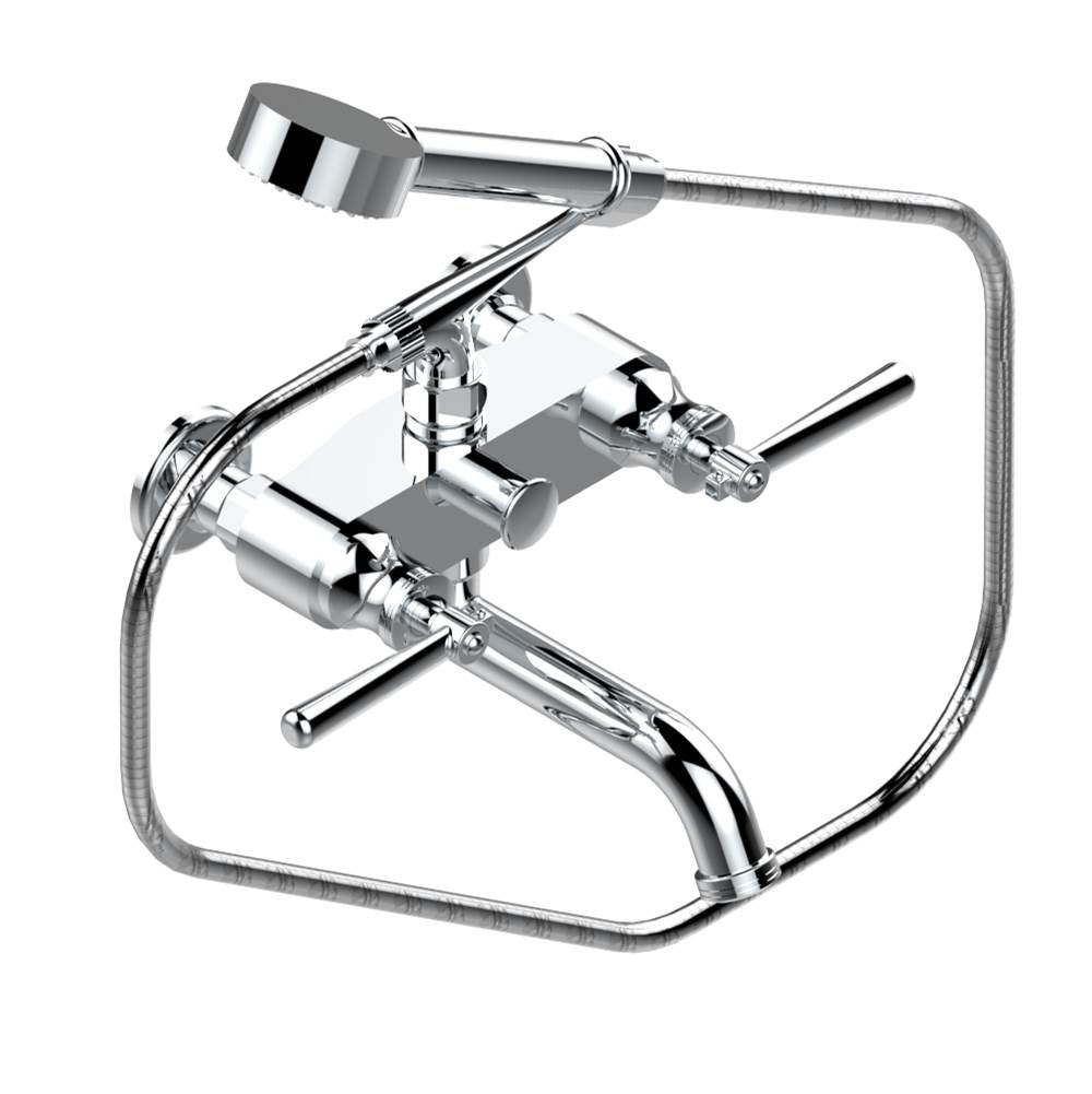 THG - Exposed tub filler with cradle handshower, wall mounted - Matt Umber PVD
