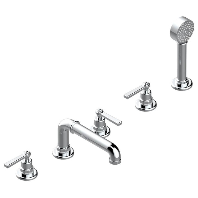 THG - Roman tub set with 2 x 3/4'' valves and rim mounted ceramic mixer with progressive cartridge and handshower - Matt Umber PVD