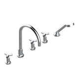 THG - Roman tub set with 2 x 3/4'' valves and rim mounted ceramic mixer with progressive cartridge and handshower - Matt Umber PVD