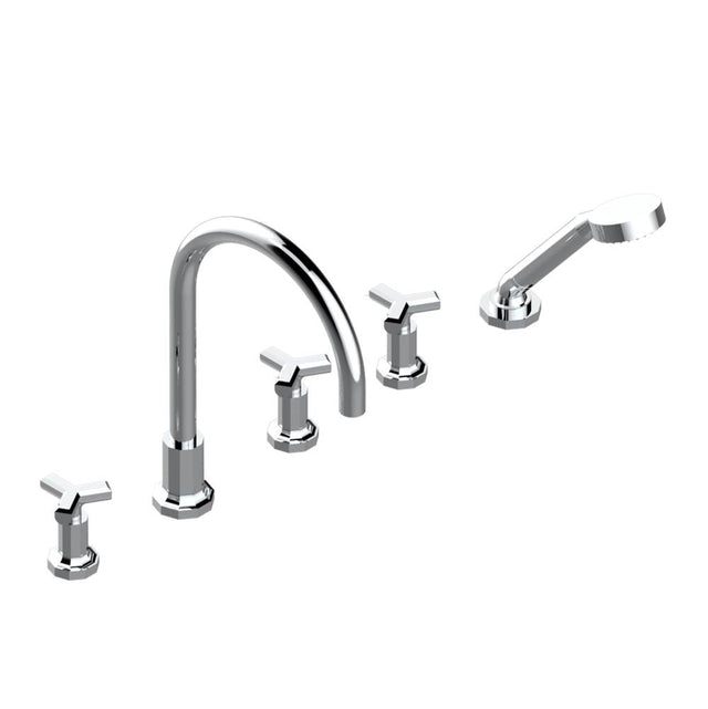 THG - Roman tub set with 2 x 3/4'' valves and rim mounted ceramic mixer with progressive cartridge and handshower - Matt Umber PVD