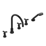 THG - Roman tub set with 2 x 3/4'' valves and rim mounted ceramic mixer with progressive cartridge and handshower - Brown Bronze Color PVD