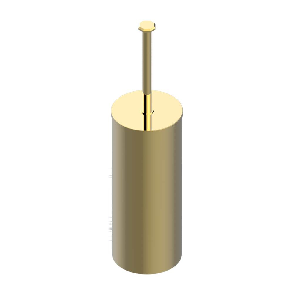 THG - Metal toilet brush holder with brush with cover floor mounted - Gold Color PVD