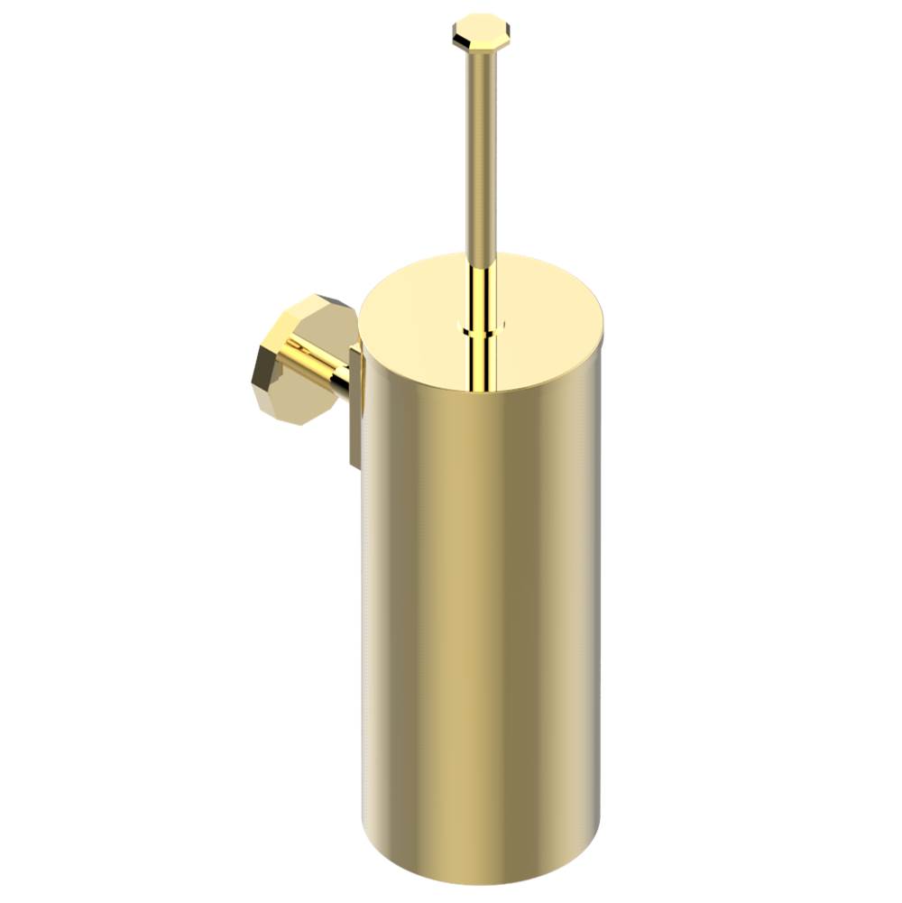 THG - Metal toilet brush holder with brush with cover wall mounted - Gold Color PVD