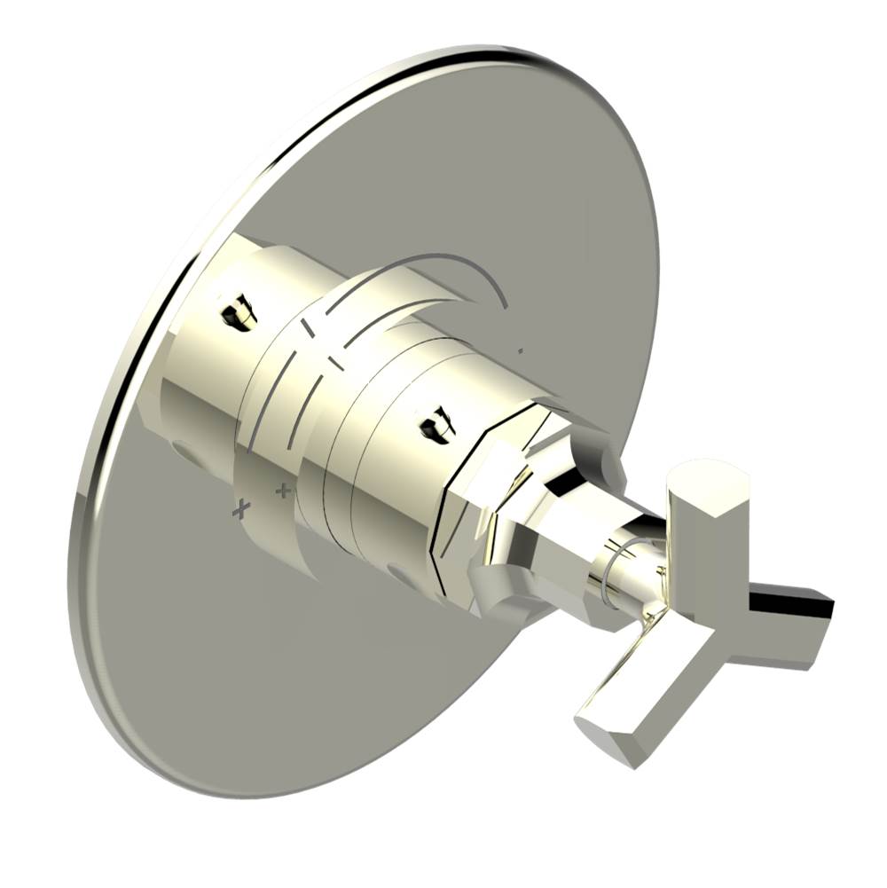 THG - Trim for THG thermostatic valve, rough part supplied with fixing box ref. 5 200AE/US - Round plate model - Nickel Polished