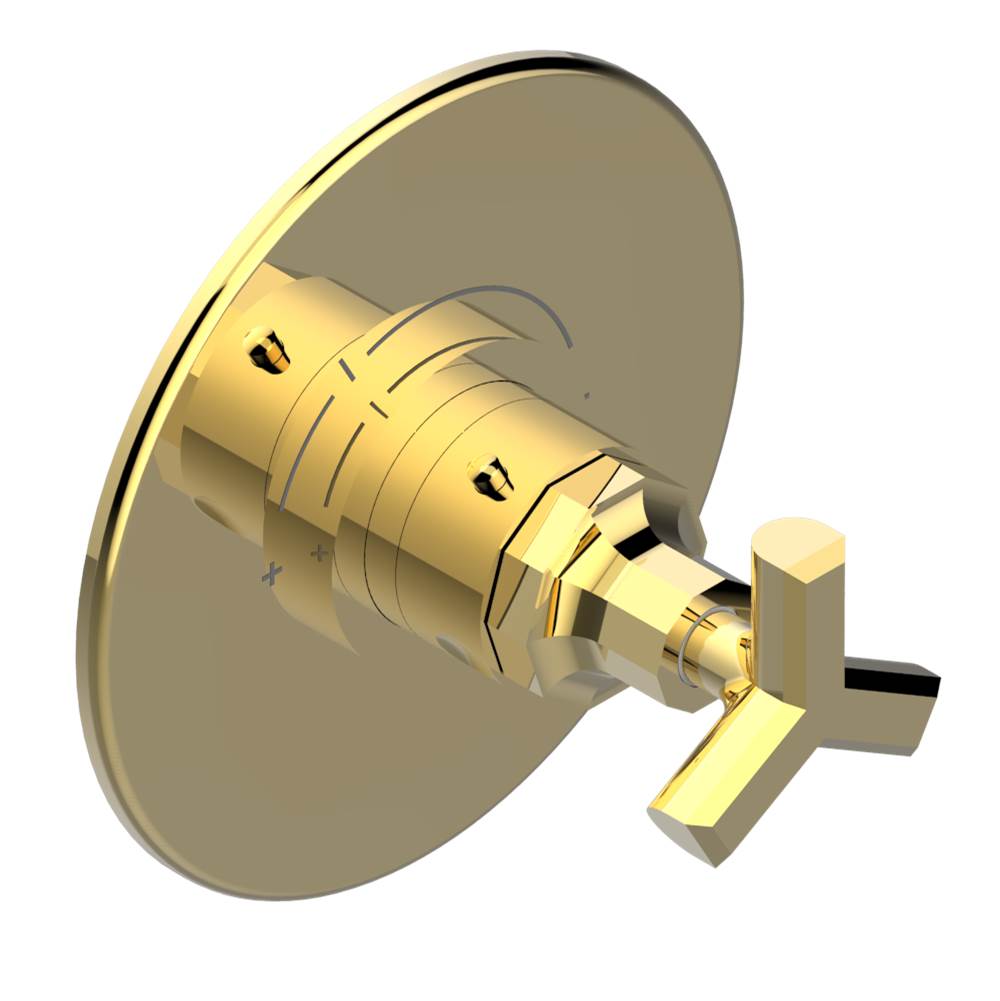 THG - Trim for THG thermostatic valve, rough part supplied with fixing box ref. 5 200AE/US - Round plate model - Gold Color PVD