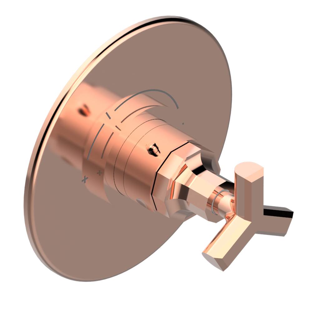 THG - Trim for THG thermostatic valve, rough part supplied with fixing box ref. 5 200AE/US - Round plate model - Blush PVD