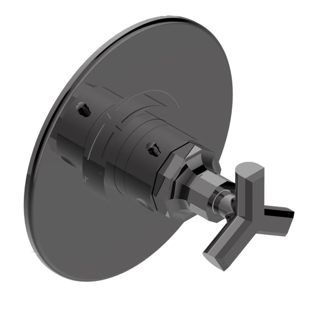 THG - Trim for THG thermostatic valve, rough part supplied with fixing box ref. 5 200AE/US - Round plate model - Matt Graphite PVD