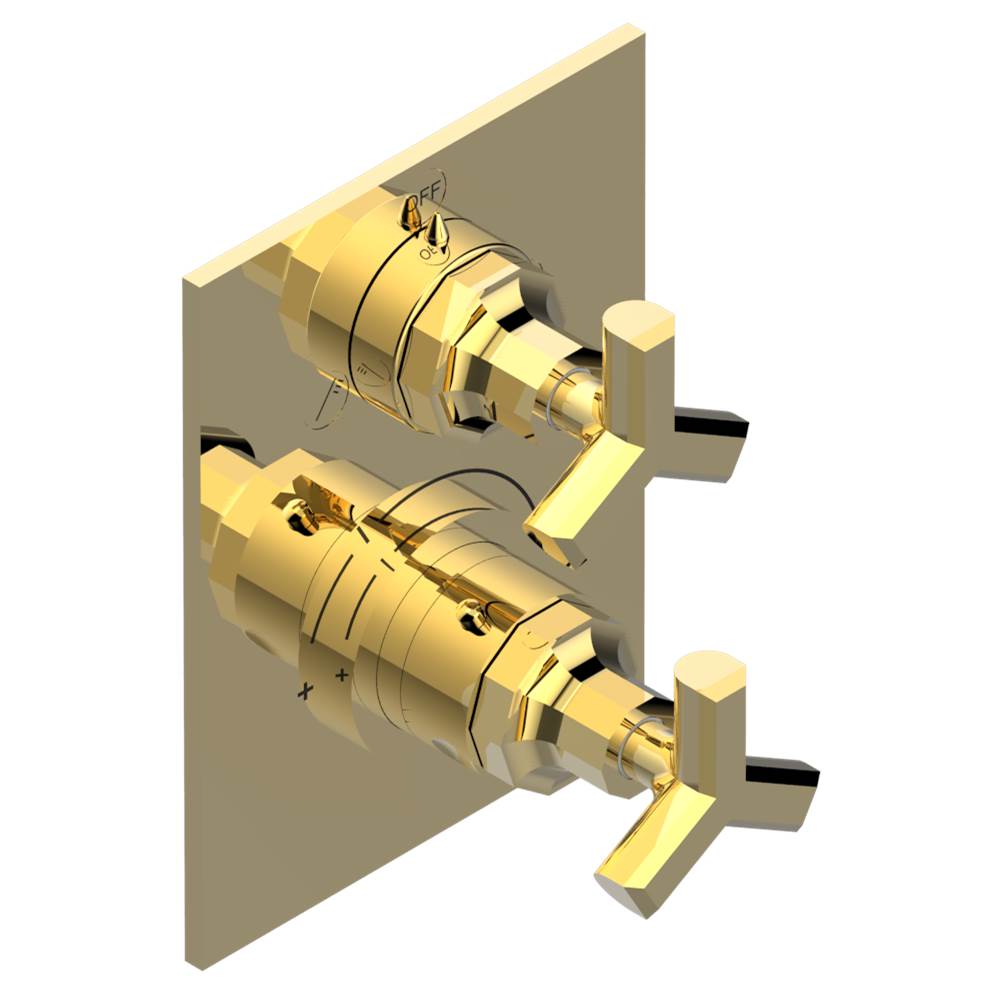 THG - Trim for thg thermostat with 2-way diverter, rough part supplied with fixing box ref. 5 500AE/US - Gold Color PVD