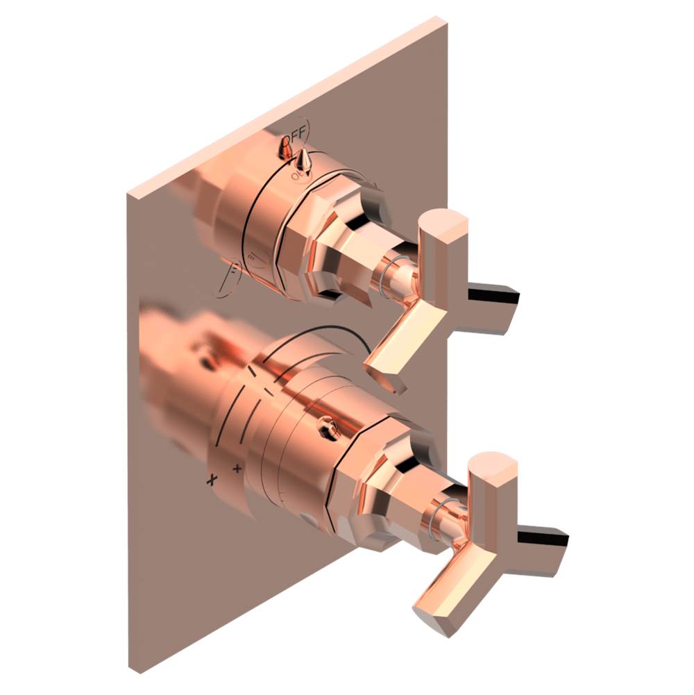 THG - Trim for thg thermostat with 2-way diverter, rough part supplied with fixing box ref. 5 500AE/US - Blush PVD