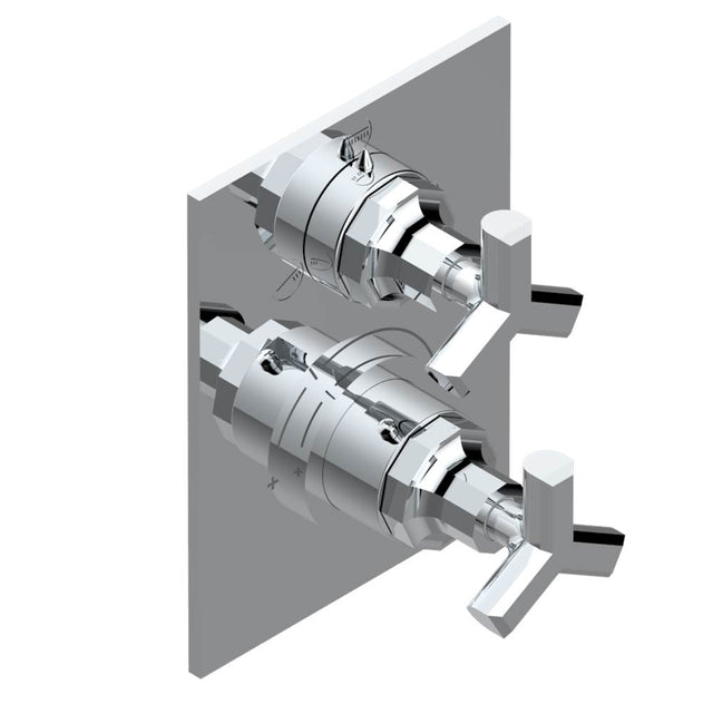 THG - Trim for thermostatic mixer with stop valve and 3 way diverter, rough part supplied with fixing box ref.5 600AE/US - Matt Umber PVD