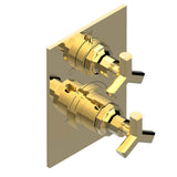 THG - Trim for thermostatic mixer with stop valve and 3 way diverter, rough part supplied with fixing box ref.5 600AE/US - Gold Color PVD