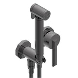 THG - Trim only for WC douche including: trigger spray, wall mounted single lever mixer, reinforced hose (49 1/4'') - Matt Graphite PVD