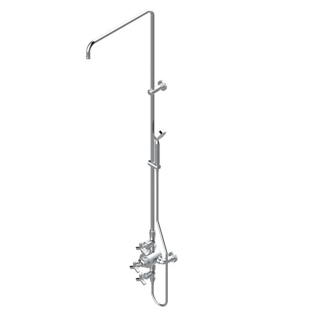 THG - Exposed thermostatic shower mixer 2 volume controls, column and handshower on cradle - 6'' centres (no showerhead) - Umber PVD