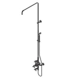 THG - Exposed thermostatic shower mixer 2 volume controls, column and handshower on cradle - 6'' centres (no showerhead) - Matt Graphite PVD