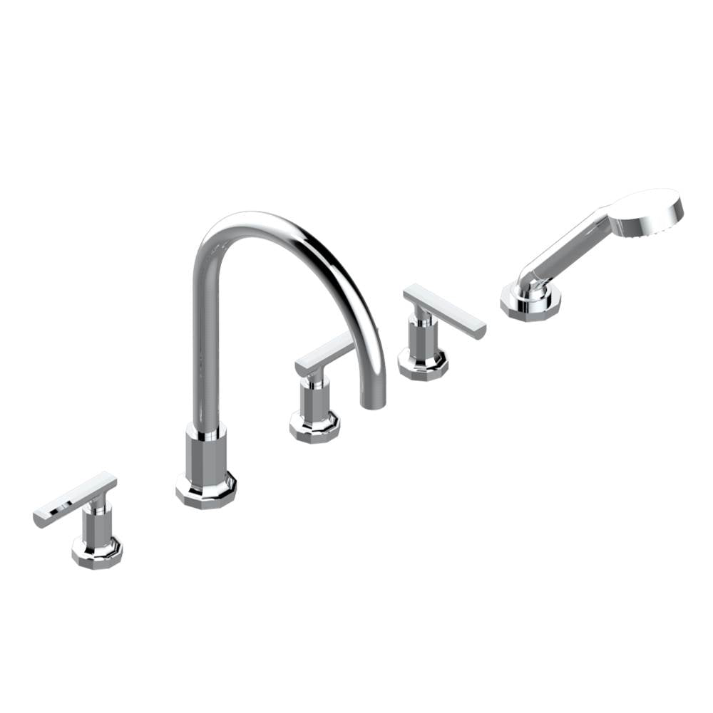 THG - Roman tub set with 2 x 3/4'' valves and rim mounted ceramic mixer with progressive cartridge and handshower - Matt Umber PVD