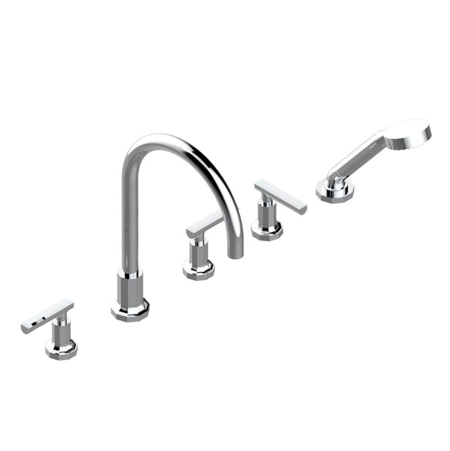 THG - Roman tub set with 2 x 3/4'' valves and rim mounted ceramic mixer with progressive cartridge and handshower - Matt Umber PVD