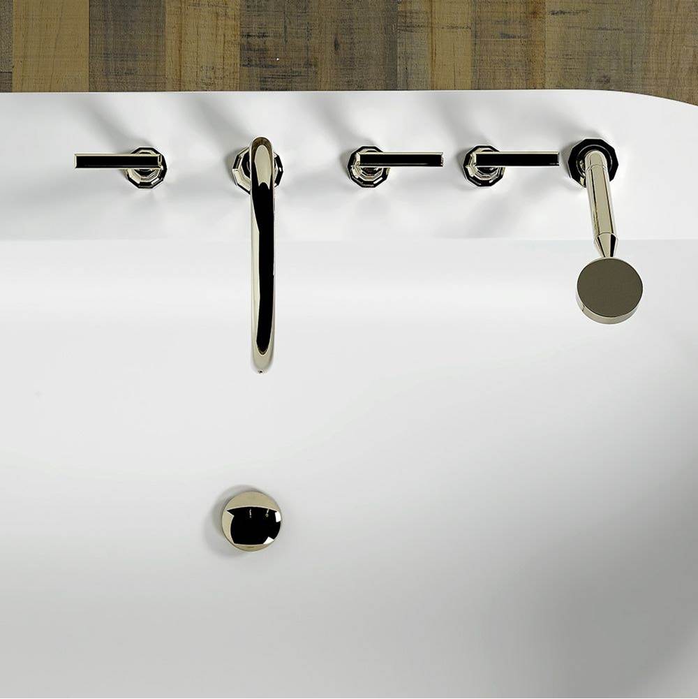 Roman tub set with 2 x 3/4'' valves and rim mounted ceramic mixer with progressive cartridge and handshower