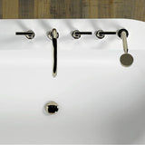 Roman tub set with 2 x 3/4'' valves and rim mounted ceramic mixer with progressive cartridge and handshower