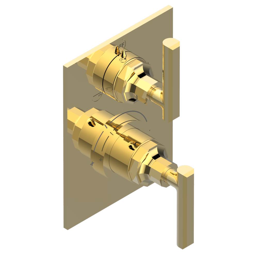 THG - Trim for thg thermostat with 2-way diverter, rough part supplied with fixing box ref. 5 500AE/US - Gold Color PVD