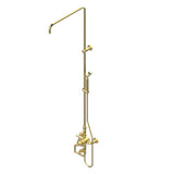 THG - Exposed thermostatic shower mixer 2 volume controls, column and handshower on cradle - 6'' centres (no showerhead) - Gold Polished