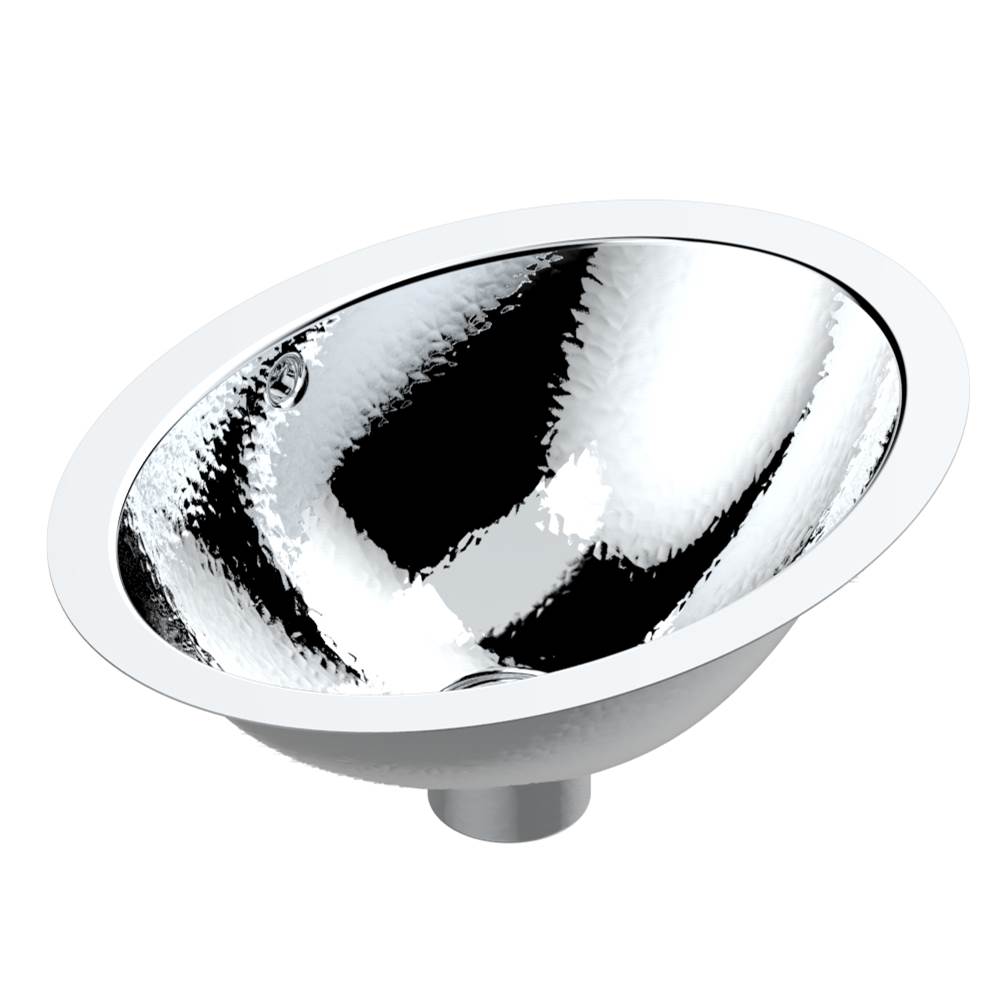 THG - OVAL HAND BASIN 14 15/16'' x 11'' WITH OVERFLOW AND FLAT EDGE, TO FIX UNDER - HAMMERED METAL FINISHING - Matt Brown Bronze Color PVD