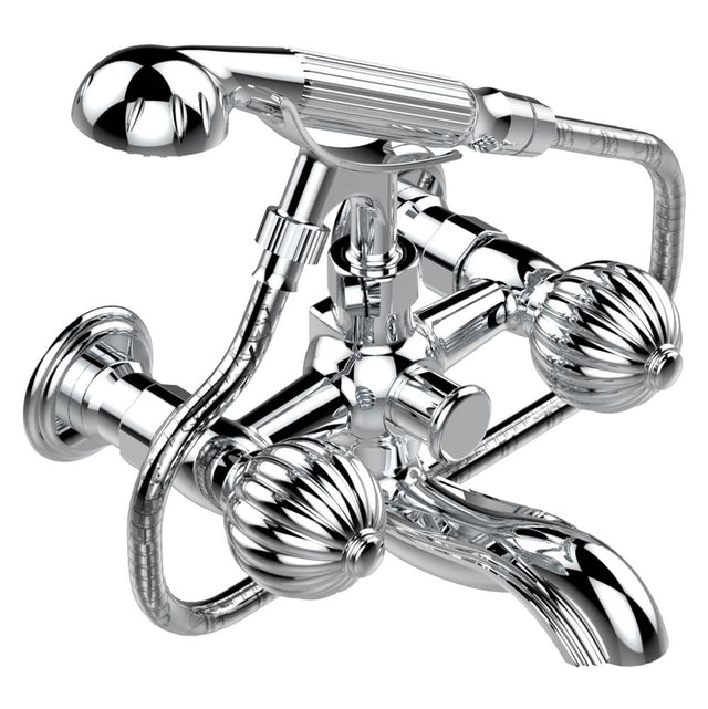 THG - Exposed tub filler with cradle handshower, wall mounted - Matt Umber PVD