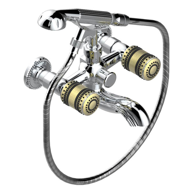 THG - Exposed tub filler with cradle handshower, wall mounted - Matt Umber PVD