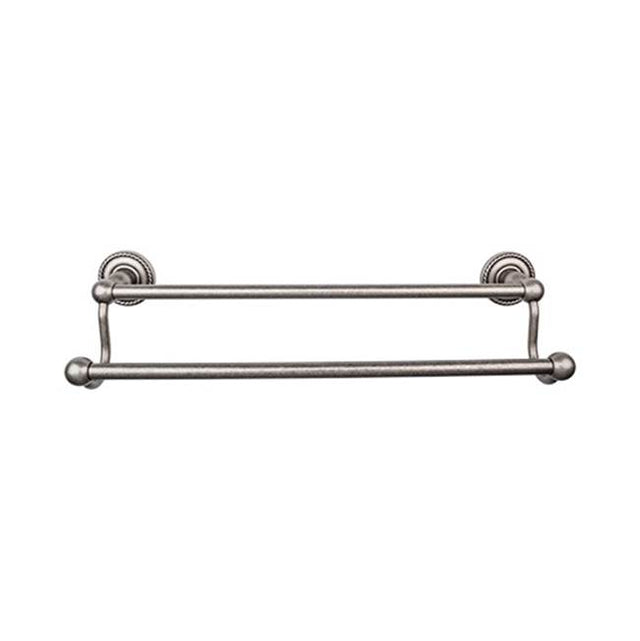 Top Knobs - Edwardian Bath Towel Bar 30 In. Double - Rope Backplate Antique Pewter - Antique Pewter