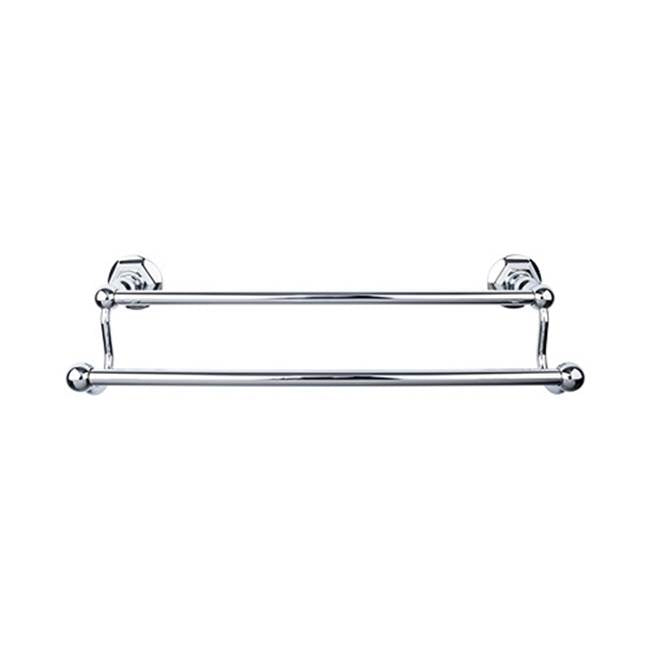 Top Knobs - Edwardian Bath Towel Bar 30 Inch Double - Hex Backplate Polished Chrome - Polished Chrome