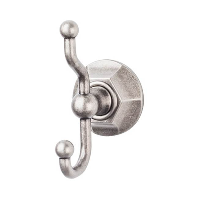 Top Knobs - Edwardian Bath Double Hook Hex Backplate Antique Pewter - Antique Pewter