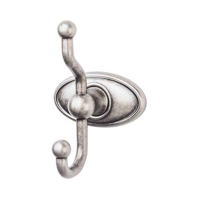 Top Knobs - Edwardian Bath Double Hook Oval Backplate Antique Pewter - Antique Pewter
