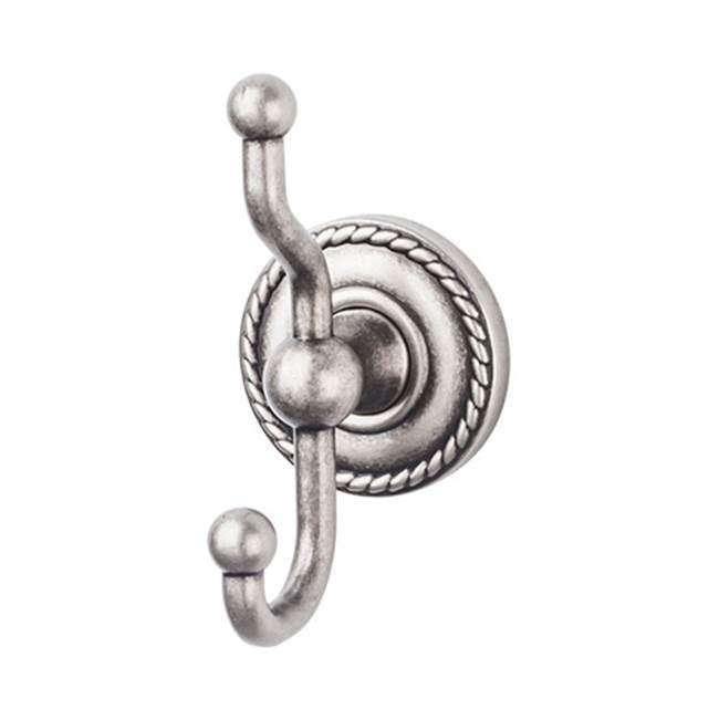 Top Knobs - Edwardian Bath Double Hook Rope Backplate Antique Pewter - Antique Pewter