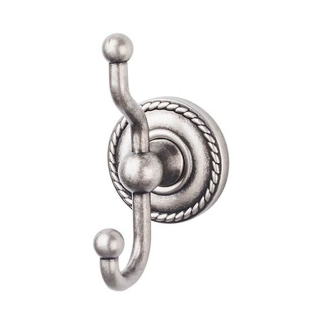 Top Knobs - Edwardian Bath Double Hook Rope Backplate Antique Pewter - Antique Pewter