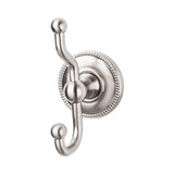 Top Knobs - Edwardian Bath Double Hook Beaded Backplate Brushed Satin Nickel - Brushed Satin Nickel