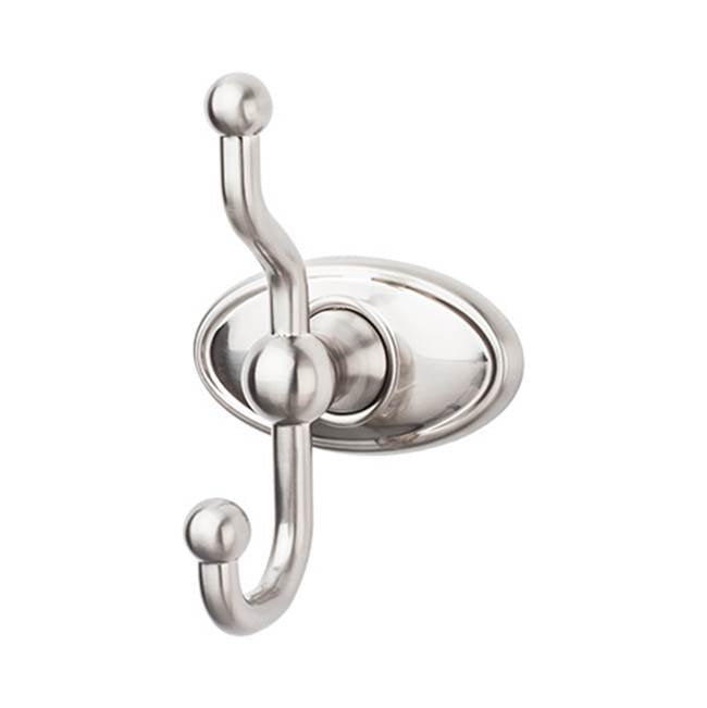 Top Knobs - Edwardian Bath Double Hook Oval Backplate Brushed Satin Nickel - Brushed Satin Nickel