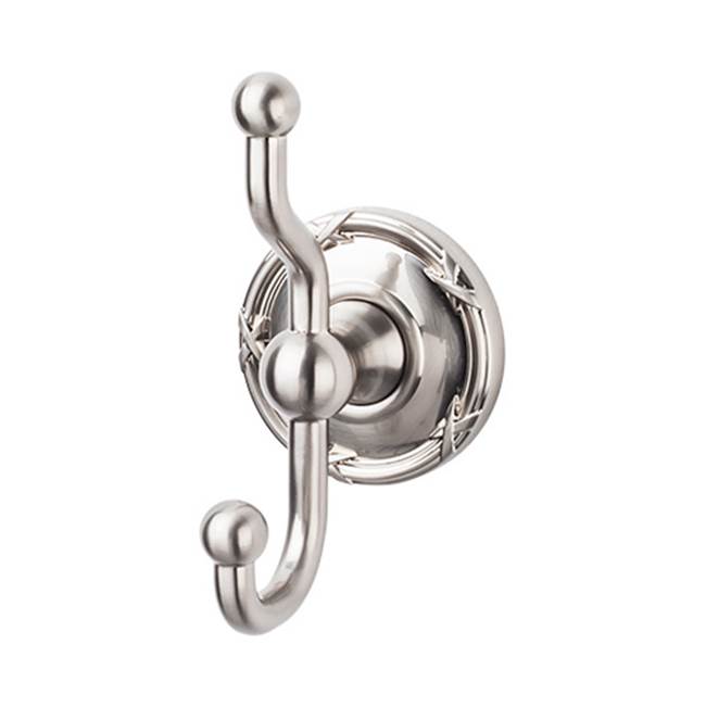 Top Knobs - Edwardian Bath Double Hook Ribbon Backplate Brushed Satin Nickel - Brushed Satin Nickel