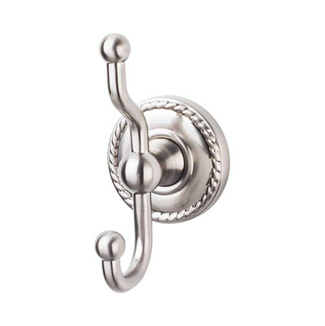 Top Knobs - Edwardian Bath Double Hook Rope Backplate Brushed Satin Nickel - Brushed Satin Nickel