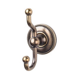 Top Knobs - Edwardian Bath Double Hook Beaded Backplate German Bronze - German Bronze