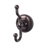 Top Knobs - Edwardian Bath Double Hook Beaded Backplate Oil Rubbed Bronze - Oil Rubbed Bronze