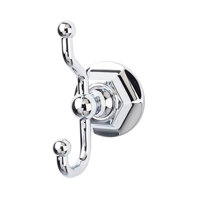 Top Knobs - Edwardian Bath Double Hook Hex Backplate Polished Chrome - Polished Chrome