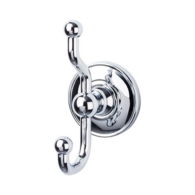 Top Knobs - Edwardian Bath Double Hook Plain Backplate Polished Chrome - Polished Chrome